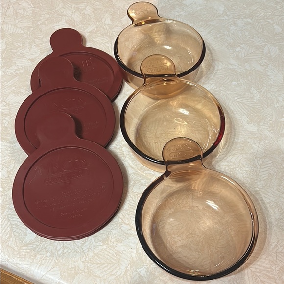 Vintage Vision Corning Ware set of 3 Heat 'N' Eat with Covers - Picture 1 of 4